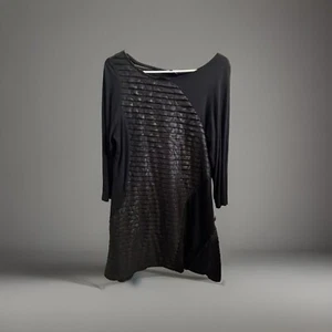 Boho Chic Black Sheath Dress Size Large 3/4 Sleeve RN106800 - Picture 1 of 8