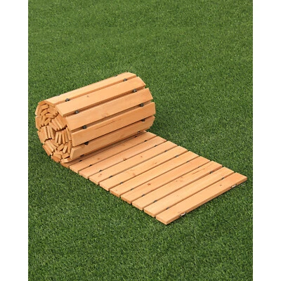 12 ft L x 22 in W Straight Wooden Garden Pathway Roll Out Garden Walkway - Image 1 of 4