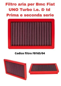 Filtro Aria BMC SPORTIVO FB165/04 fiat uno turbo i.e. td benzina diesel lavabile - Imagen 1 de 24