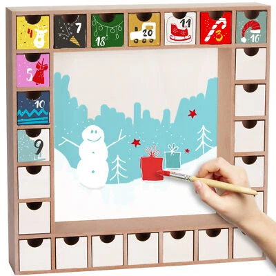 BRUBAKER DIY Wooden Advent Calendar - Refillable, 24 Drawers, Creativity - Image 1 of 4