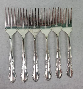 Set 6 forchette per insalata vintage Rogers Flirt 1881 Oneida placcate argento 6,25" - Foto 1 di 5