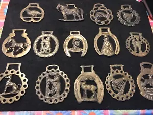 14 medaglioni vintage imbracatura sella equitazione ottone cavalli ornamenti - Foto 1 di 6