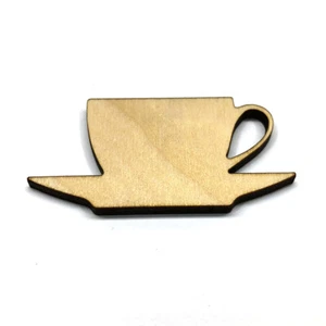 Tea Cup and Saucer - Laser Cut Out Unfinished Wood Shape Craft Supply - Picture 1 of 1