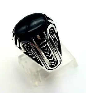 BLACK ONYX HANDMADE Mens 925 Sterling Silver Ring Size 11.75 - Picture 1 of 8