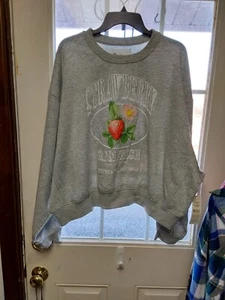 Nwt NoBo No Boundaries Womens Graphic Crewneck Sweatshirt Grey Strawberry S... - Picture 1 of 1