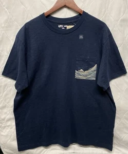 Uniqlo UT x MFA Boston Hokusai Japanese Wave T Shirt XXL WR4 Navy Blue NWT - Picture 1 of 9