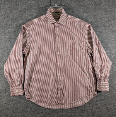 Camisa Nautica Para Hombre Grande Rayas Rojas Manga Larga Abotonada Informal Dos Capas Algodón Foto 1 de 4