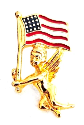 Patriotic Angel  1" Brass Hat Lapel Pin - Изображение 1 из 4
