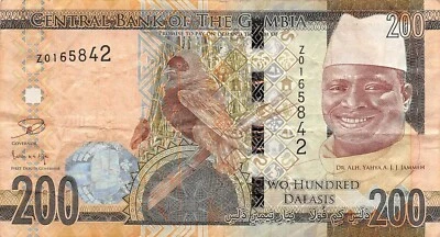 Gambia * 200 *  Dalasis  ND. 2015  Series Z Replacement Circulated Banknote PMGE - Image 1 of 2
