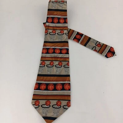 Corbata de cuello Fratello para hombre multicolor hecha a mano poliéster tema baloncesto Foto 1 de 4