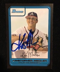 KRIS MEDLEN 2007 BOWMAN TOPPS AUTOGRAPHED SIGNED AUTO BASEBALL CARD DP58 BRAVES