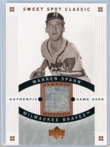 2005 Upper Deck Warren Spahn Game Used Patch Authentic HOF CM-WS Sweet Spot - Picture 1 of 2