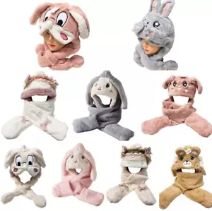 Gorro animal gorro bufanda cálida acogedora con orejas móviles carnaval peluche - Imagen 1 de 117