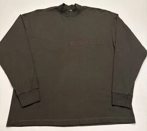 Essentials Fear Of God Long Sleeve T-Shirt Mock Neck Size Small Dark Green - Picture 1 of 13