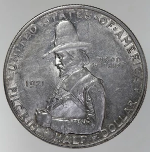 1921 Pilgrim Commemorative Half Dollar Date In Field (B2187) - Picture 1 of 2