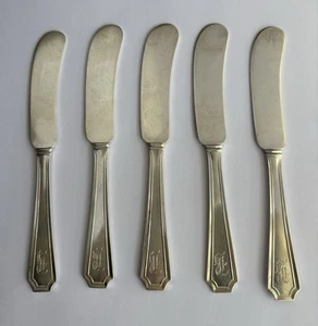 Gorham Sterling Silver Fairfax Knife Set 5PC Butter Spread Durgin 5” Monogram B - Picture 1 of 6