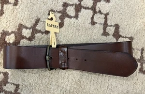 "CINTURÓN ANCHO LAUREN RALPH LAUREN MUJER PUNTA ÚNICA MARRÓN PIEL DE BECERRO 2 3/8""" - Imagen 1 de 11