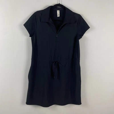 Spanx Front Zipper Sunshine Shirt Dress Size Small Black Drawstring Waist - Image 1 of 4