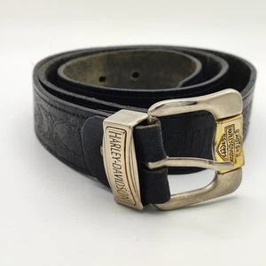 Vintage Black Harley Davidson Leather Western Buckled Belt Worn In - Picture 1 of 4