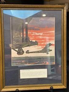 Framed WWI BLOODY PARALYSER Lithograph by Merv Corning 12.5" w 15.75" h - Picture 1 of 4