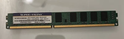 SuperTalent 8GB W160VEB8GM DDR3 PC3-12800E 1600MHz ECC Unbuffered VLP MICRON - Image 1 of 3