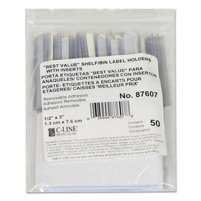 C-Line 87607 0.5" x 3" Top Load Self-Adhesive Label Holders - Clear (50/PK) New - Image 1 of 4