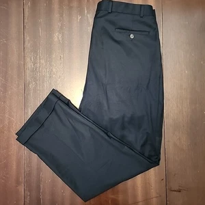 RALPH LAUREN Total Comfort 100% Wool Pleated Black Cuffed Dress Pants 38 x 32 - Picture 1 of 7