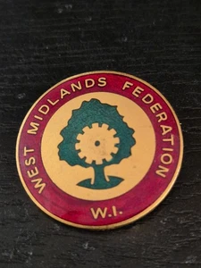 Vintage Old West Midlands Federation Womens Institute Enamel Brooch Badge - Picture 1 of 2