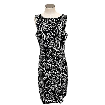 Vestido de trabalho AGB feminino vintage Y2K preto e branco sem mangas bainha lápis tamanho 10 - Imagem 1 de 4