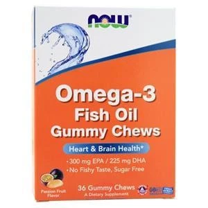 Ahora Omega-3 Aceite de Pescado Gomoso Mastica Fruta de la Pasión 36 Goma Foto 1 de 1