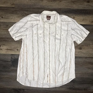 Lucky Brand Dungarees America Western Pearl Snap White Shirt 2XL Vines - Picture 1 of 6