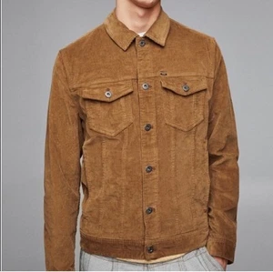 Zara Herren Trucker Cord Jacke Braun Knopfleiste Freizeit Größe Small Hellbraun Camel - Bild 1 von 12