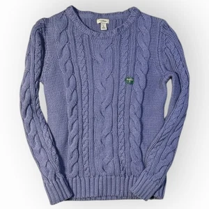 Maglione LL Bean donna piccolo lavanda manica lunga pescatore nuovo senza etichette - Foto 1 di 11