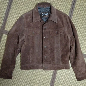 SCHOTT Snap Button Jacket Size 40 Medium Brown Suede USA Used Authentic - Picture 1 of 11