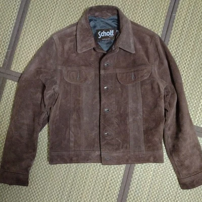 SCHOTT Snap Button Jacket Size 40 Medium Brown Suede USA Used Authentic - Image 1 of 4