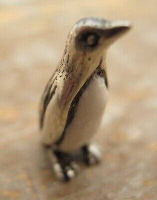 Beautiful 925 Solid Silver & Enamel Miniature Rock Hopper Penguin Chick • 5.02$