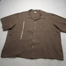 Vintage D'Accord Shirt Men Extra Large Brown Button Up Open Collar Cuban