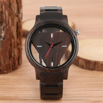 Reloj pulsera creativo triángulo para hombre relojes de cuarzo de madera pulsera de bambú Foto 1 de 4