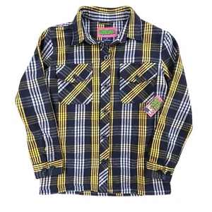 Empyre Shirt Mens Small Blue Yellow Button Flannel Plaid Skater Outdoor NWT - Picture 1 of 12