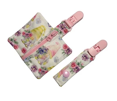 PASTEL BRIGHT DESIGNS Gonk NG Feeding Tube Pocket Tube Pouch Clip NJ Pocket Pink & Yellow Floral Ng