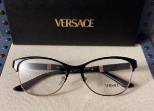 Nuovi occhiali da vista donna VERSACE VE 1233-Q 1366 montatura ottica nero oro 53-17-140 - Foto 1 di 9