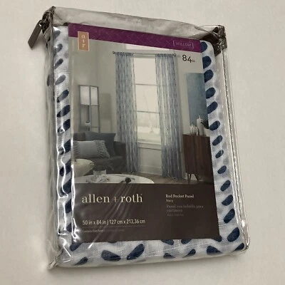 ALLEN ROTH Azul Marino Varilla Bolsillo Luz Filtrado Cortinas Panel SAUCE 50"x 84" Foto 1 de 3