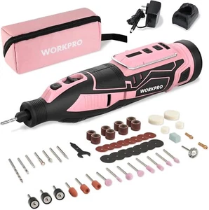 Pink 12V Cordless Rotary Tool Kit, 5 Variable Speeds, Powerful Engraver, Sander, - Picture 1 of 8