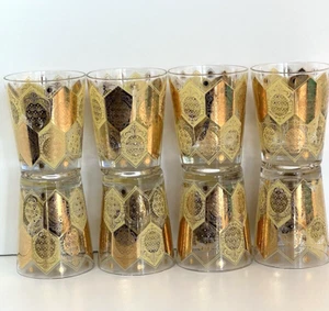 CERA 22K Gold Double Old Fashioned Rocks Brille Pineapple Ned Harris USA 1950’s - Bild 1 von 6