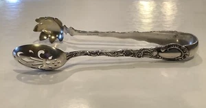 Durgin Louis XV Sterling Ice Tongs 7+ inch Fancy Slotted Spoon/claw Server Rare - Picture 1 of 18
