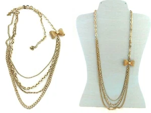 Serena Williams signierte Halskette Multi Kette Drape Swag asymmetrische Schleife Gold - Bild 1 von 4