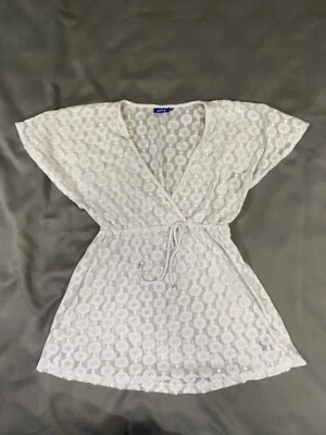 Apt 9 Blanco Crochet Cintura Elástica Traje de Baño Encubrimiento Talla L Playa Ropa de Crucero Foto 1 de 4