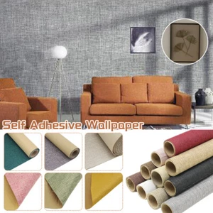 17.7 x 39.3in Self Adhesive Wallpaper Faux Linen Fabric Wall DIY Cupboard Decor  - Picture 1 of 38