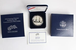 2010 W American Veterans Disabled for Life Commemorative Silver Dollar Box & COA - Picture 1 of 5