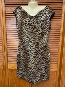 ST. JOHN COLLECTION 10 WOMEN'S ANIMAL PRINT COWL NECK CAP SLEEVE KNIT DRESS - Picture 1 of 7